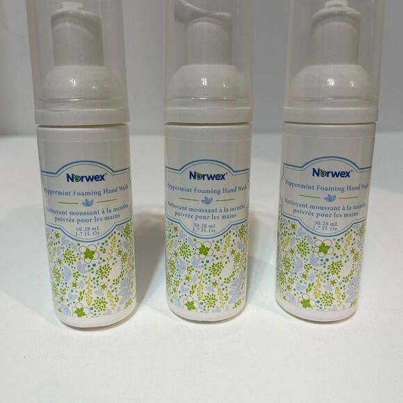 Norwex Peppermint Foaming Hand Soap Travel Set of 3 NWOT - Picture 2 of 3
